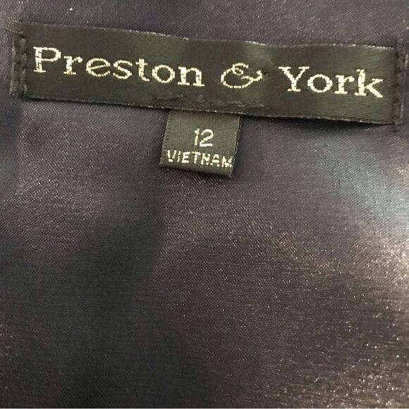 Preston & York Dress Women Size 12 Blue Gold Sleeveless Fit & Flare Pockets NWT - Picture 7 of 8